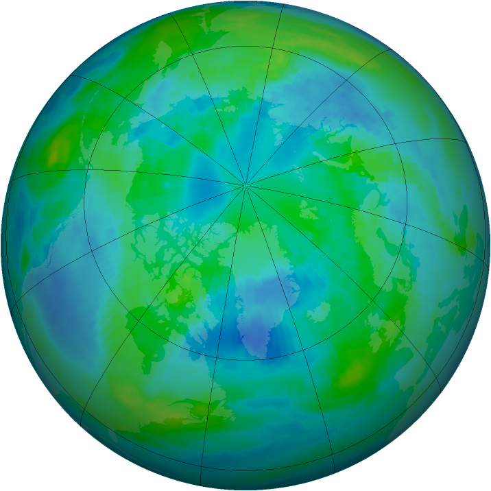Arctic ozone map for 10 October 1988